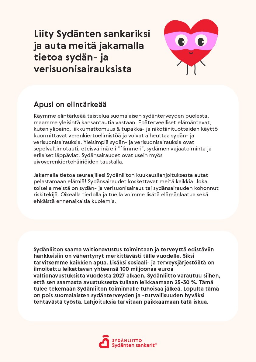 Call to become a Sydänten sankari for Sydänliitto