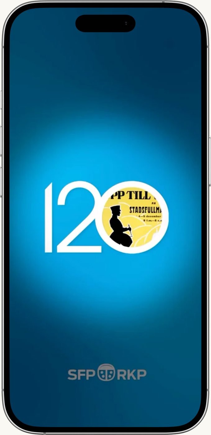 Mobile screen with video for SFP's 120th anniversary