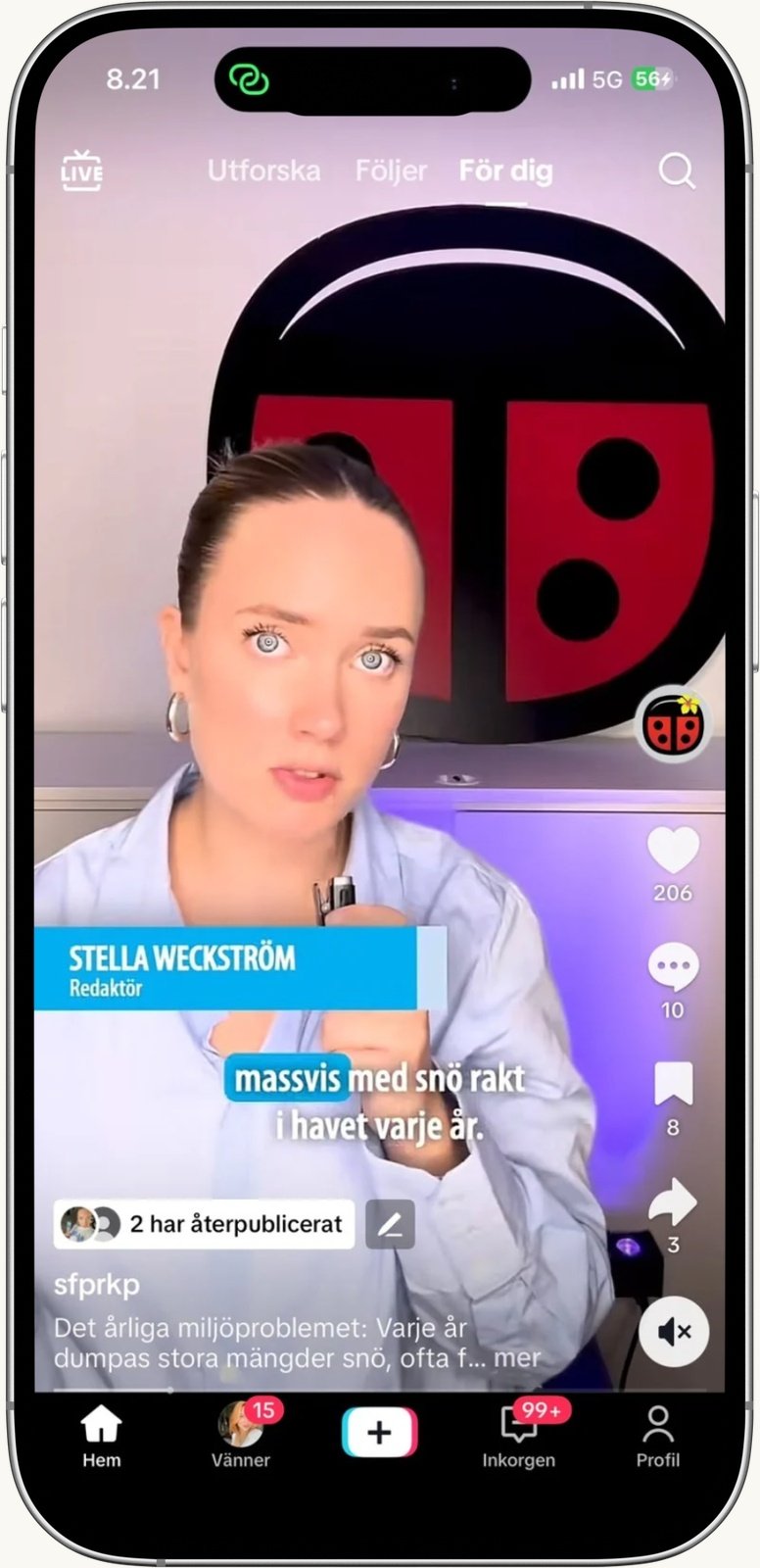 Stella Weckström talks about snow straight into the sea