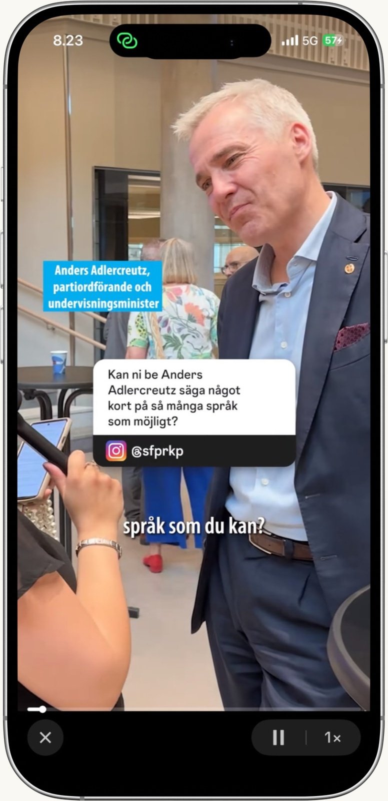 Anders Adlercreutz says something short in as many languages as possible